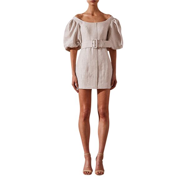 Hamilton linen balloon 2025 sleeve mini dress