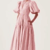 Aje Fallingwater Ruched Midi Dress - Pink - Get Dressed Hire Aje Fallingwater Ruched Midi Dress - Pink - Get Dressed Hire