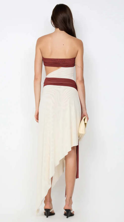 Bec & Bridge Ayla Strapless Dress Rust/Butter Cream - Image 2